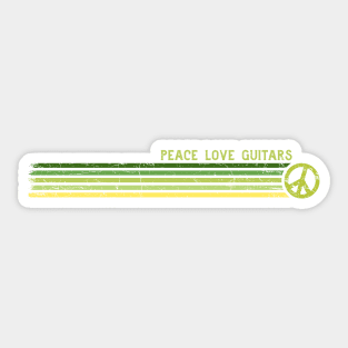 PEACE LOVE GUITARS Retro Green Stripes Sticker